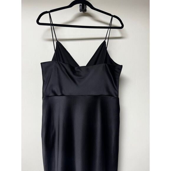 BHLDN Anthropologie Freya Satin Charmeuse Gown, Black, Sz 14 - Picture 10 of 15